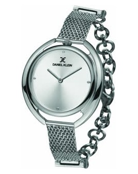 Montre femme Daniel Klein avec un bracelet semi milanais et semi gourmette diamètre 3,2 cm, garantie 2 ans.