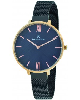 Montre femme Daniel Klein fond avec motifs avec un bracelet milanais diamètre 3,2 cm, garantie 2 ans.