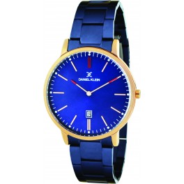 Montre plate pour homme avec dateur Daniel Klein diamètre 4 cm, garantie 2 ans.