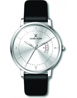 Montre plate pour homme avec dateur Daniel Klein diamètre 4 cm, garantie 2 ans.Modèle en bracelet cuir véritable.