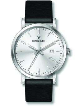 Montre plate pour homme avec dateur Daniel Klein diamètre 4 cm, garantie 2 ans.Modèle en bracelet cuir véritable.