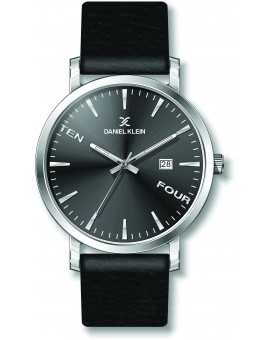 Montre plate pour homme avec dateur Daniel Klein diamètre 4 cm, garantie 2 ans.Modèle en bracelet cuir véritable.