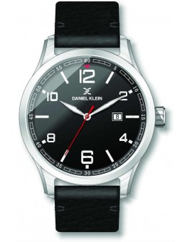 Montre plate pour homme avec dateur Daniel Klein diamètre 4 cm, garantie 2 ans.Modèle en bracelet cuir véritable.