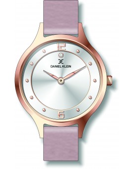 Montre plate pour femme Daniel Klein avec un bracelet cuir diamètre 3,2 cm, garantie 2 ans.