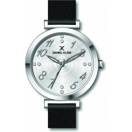 Montre chic pour femme Daniel Klein avec un bracelet cuir diamètre 3,2 cm, garantie 2 ans.