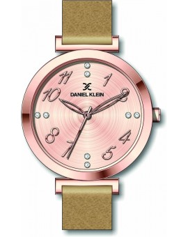 Montre cadran chiffré pour femme Daniel Klein avec un bracelet cuir diamètre 3,2 cm, garantie 2 ans.