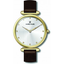 Montre pour femme Daniel Klein avec un bracelet cuir diamètre 3,2 cm, garantie 2 ans.
