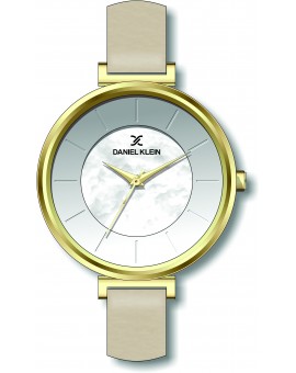 Montre pour femme Daniel Klein avec un bracelet cuir diamètre 3,2 cm, garantie 2 ans.