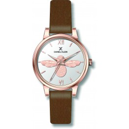 Montre pour femme Daniel Klein avec un bracelet cuir diamètre 3,2 cm, garantie 2 ans.