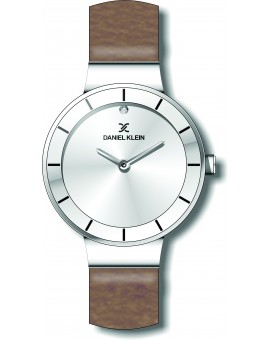 Montre pour femme Daniel Klein avec un bracelet cuir diamètre 3,2 cm, garantie 2 ans.