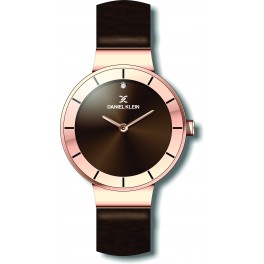 Montre pour femme Daniel Klein avec un bracelet cuir diamètre 3,2 cm, garantie 2 ans.