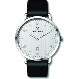 Montre cuir pour homme avec dateur Daniel Klein diamètre 4 cm, garantie 2 ans.