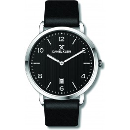 Montre cuir pour homme avec dateur Daniel Klein diamètre 4 cm, garantie 2 ans.