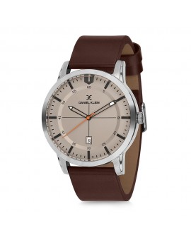 Montre cuir pour homme avec dateur Daniel Klein diamètre 4 cm, garantie 2 ans.