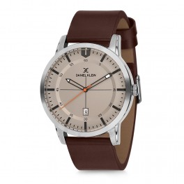 Montre cuir pour homme avec dateur Daniel Klein diamètre 4 cm, garantie 2 ans.