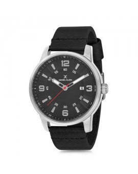 Montre cuir pour homme avec dateur Daniel Klein diamètre 4 cm, garantie 2 ans.
