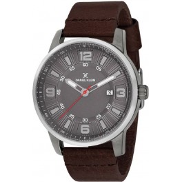 Montre cuir pour homme avec dateur Daniel Klein diamètre 4 cm, garantie 2 ans.