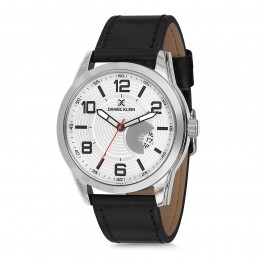 Montre cuir pour homme avec dateur Daniel Klein diamètre 4 cm, garantie 2 ans.