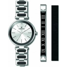 Coffret de montre femme Daniel Klein avec 1 bracelet en acier et 1 bracelet en cuir facilement réglable, garantie 2 ans.