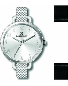 Coffret de montre femme Daniel Klein avec 1 bracelet interchangeable en cuir, garantie 2 ans.