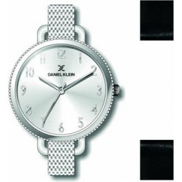Coffret de montre femme Daniel Klein avec 1 bracelet interchangeable en cuir, garantie 2 ans.