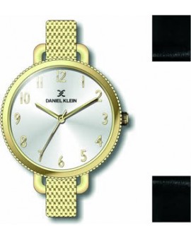 Coffret de montre femme Daniel Klein avec 1 bracelet interchangeable en cuir, garantie 2 ans.